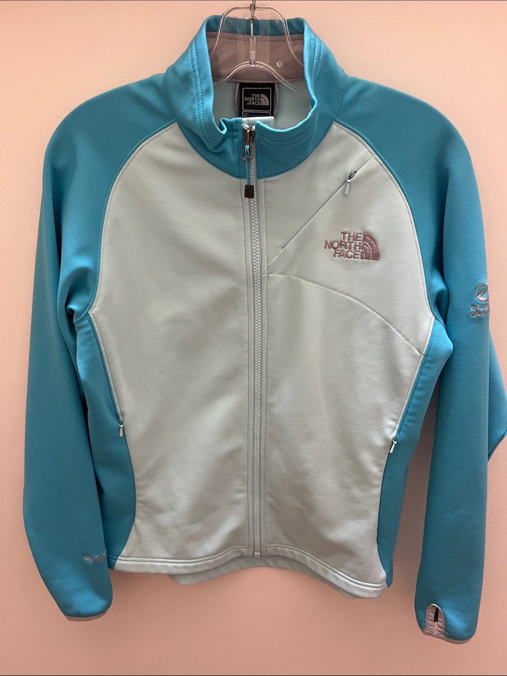 THE NORTH FACE Flight Series Light Aqua and Teal Softshell Jacket - Small